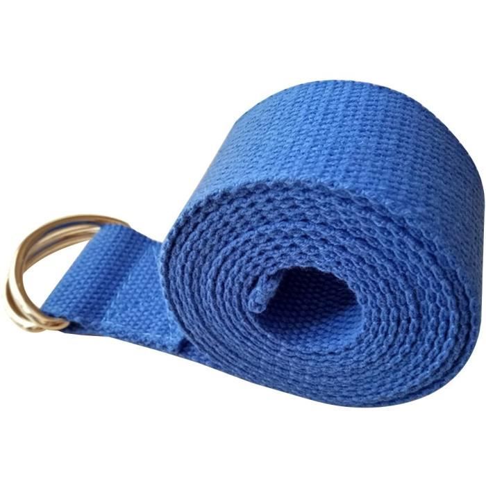 Métal D-Ring Longue Ceinture extensible de yoga Formation de forme physique Sangle Yoga (Bleu)