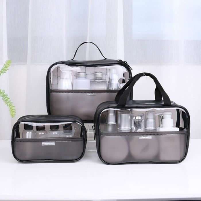 Trousses De Toilette Transparente Unisexe Pochette À Maquillage Transparente Rangement Pour Maquillage Sccessoires De Voyage -3PCS