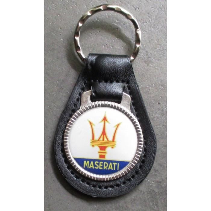 porte clé métal cuir masérati logo sportive italienne auto