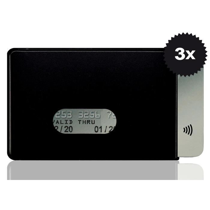 Lot de 3 protège-carte Optexx - Protection RFID - Rigides - En plastique - Bloque l'émission depuis la puce