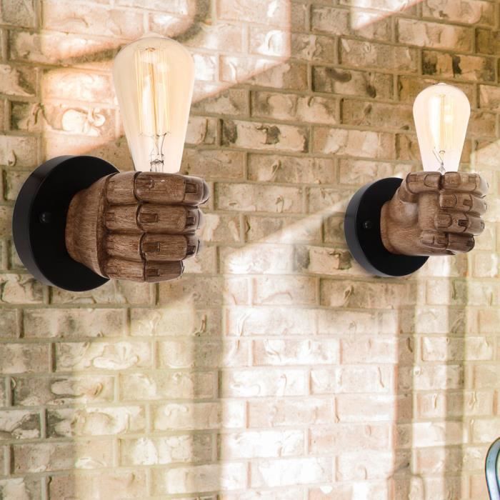 COUNT 2PCS Rétro Lampe Murale Industrielle Métal - Applique Murale Forme de Main droite - Pour Couloir Cuisine Salon Loft Chambre