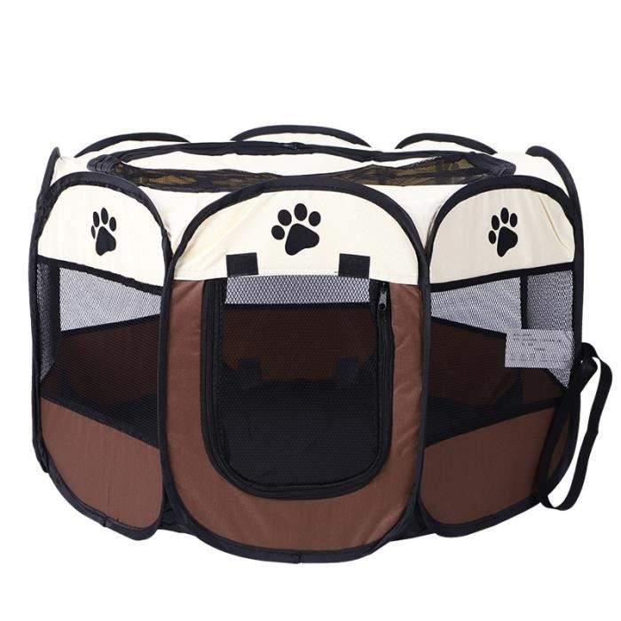 Taille - 73x73x43CM - Café - Cage octogonale Portable et pliable pour chien, tente pour animaux de compagnie,