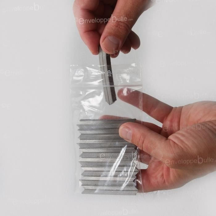 Lot de 100 Sachets plastiques à fermeture ZIP 80x120mm standard 50µ