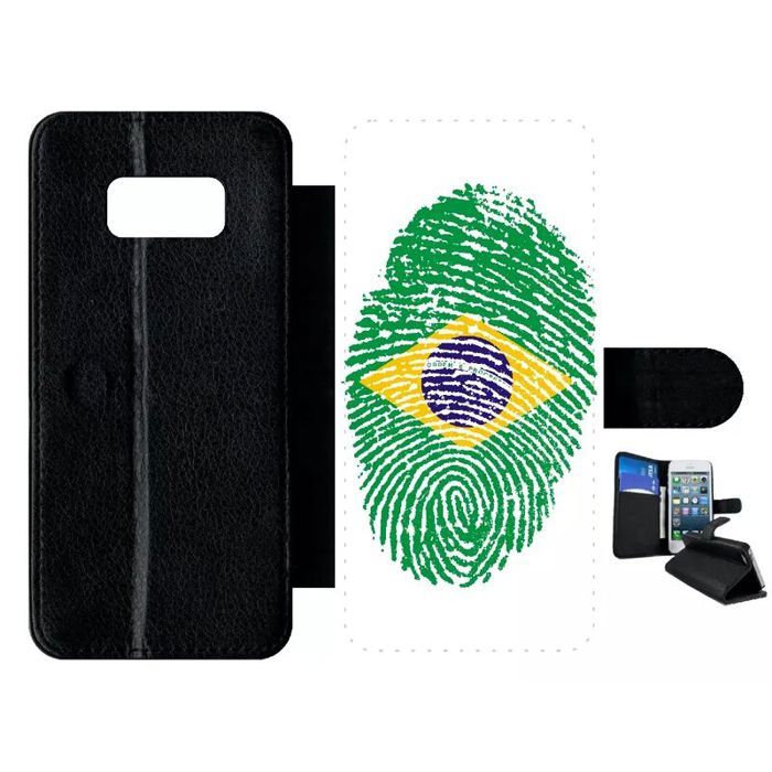 Etui a rabat - Plastique - Noir Samsung Galaxy S8 60 EMPREINTE DIGITALE DRAPEAU BRESIL BRAZIL