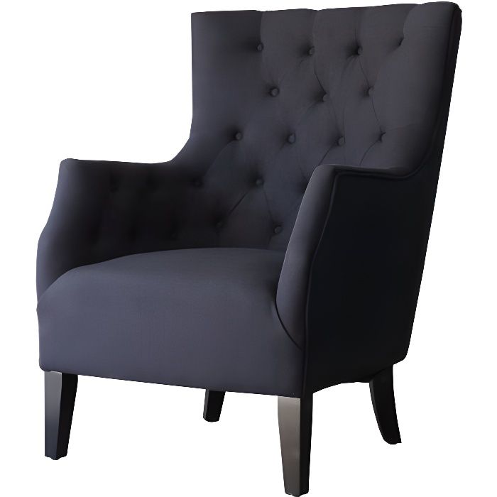 Fauteuil Scandinave Tissu -Duchesse- - 76 x 83 x 100,5 cm - Noir