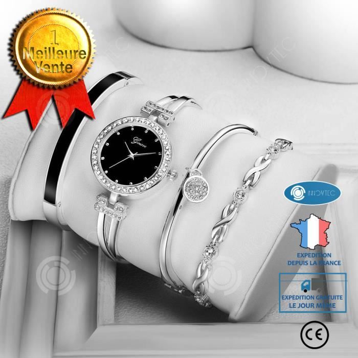 INN® Ensemble de bijoux en quatre pièces pour dames, montre à quartz pour dames