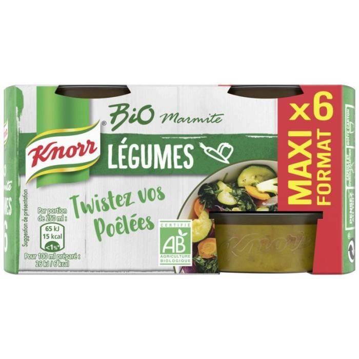 KNORR Bouillon marmite légumes Bio la boite de 6 cubes - 120g