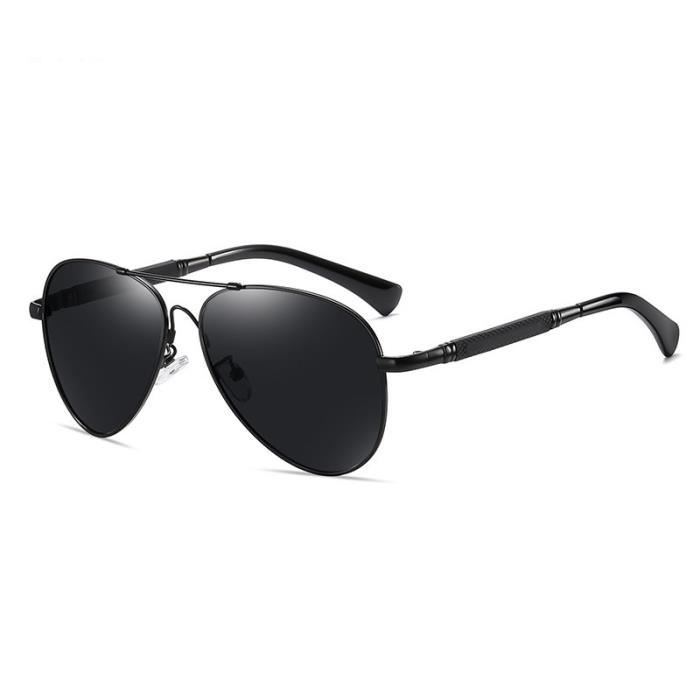 SHARPHY® Lunettes de soleil Homme polarisées ronde Armature en métal argent
