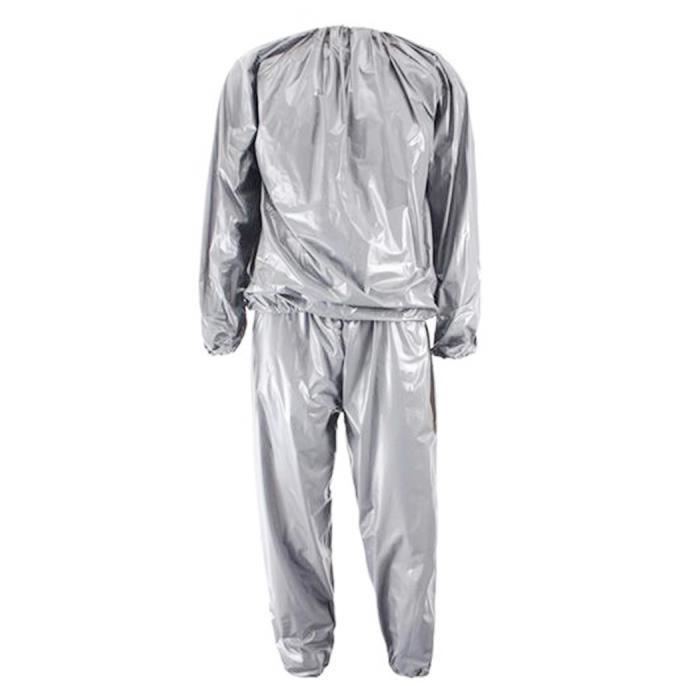 Heavy Duty Fitness Weight Loss Sweat Sauna Suit Exercice Gym Anti-Rip Argent L