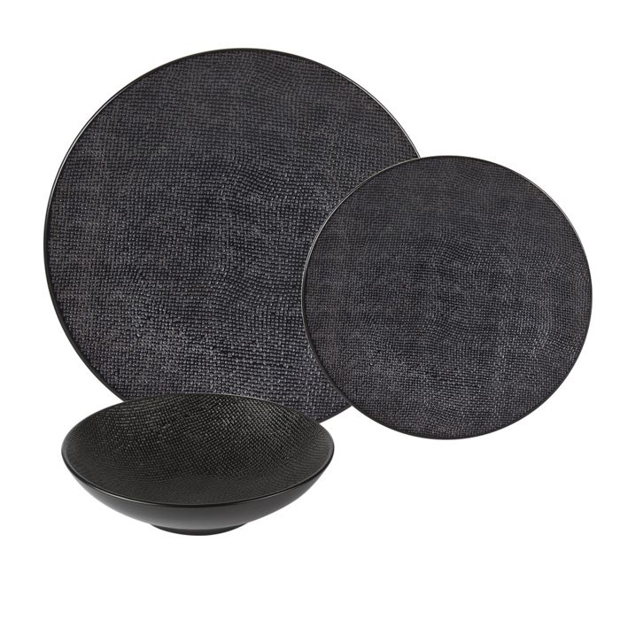 Service d'assiettes vésuvio noir 18 pièces - Table Passion Multicolore