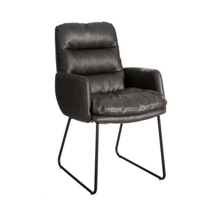 Fauteuil Simili cuir Gris/Métal - NOHO N°1 - L 59 x l 67 x H 92