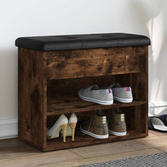 vidaXL Banc à Chaussures Meuble de Rangement avec Coussin Banc de Couloir avec Étagère Entrée Salon Intérieur Moderne 835100