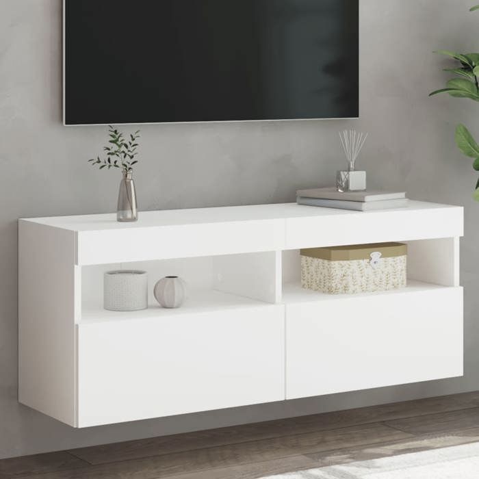vidaXL Meuble TV mural avec lumières LED blanc 100x30x40 cm 837211
