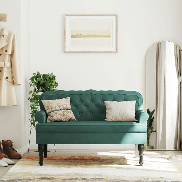 vidaXL Banc avec Dossier Canapé avec Accoudoir Banquette avec Pieds en Bois Siège de Salon Salle de Séjour Moderne Vert 372158