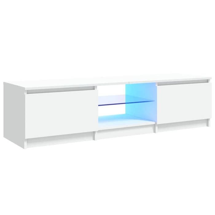Armoire TV - Meuble TV - avec lumières LED - blanc 140x40x355 cm LL97332