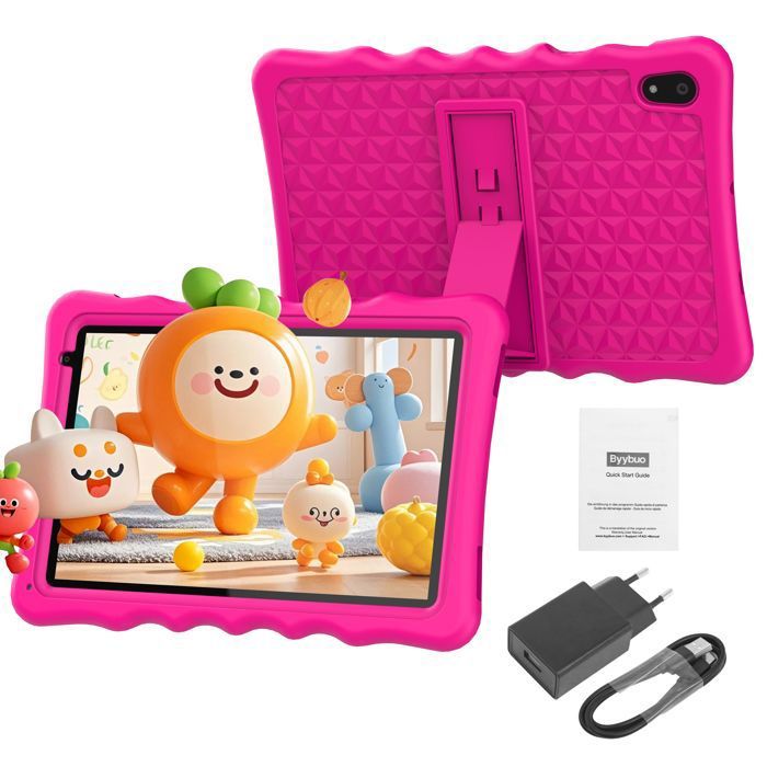 Tablette Android 10 Pouces Enfant Tablette avec Case 4GB RAM+32 GB ROM 2+5MP Camera 5000mAh Rose Tablette Bon Marché