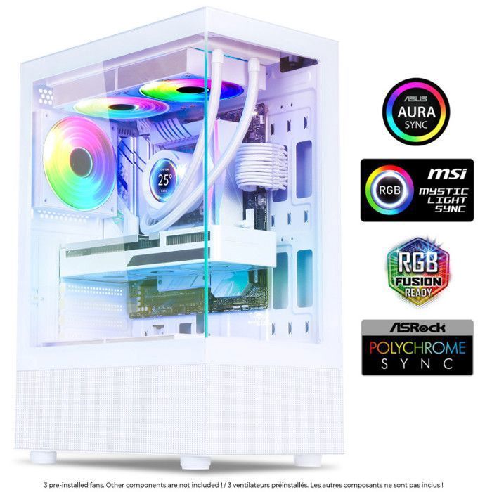 Boîtier PC Gamer SPIRIT OF GAMER SPECTRA ARTIC RGB 3 Ventilateurs 120 mm Compatible ATXmATX