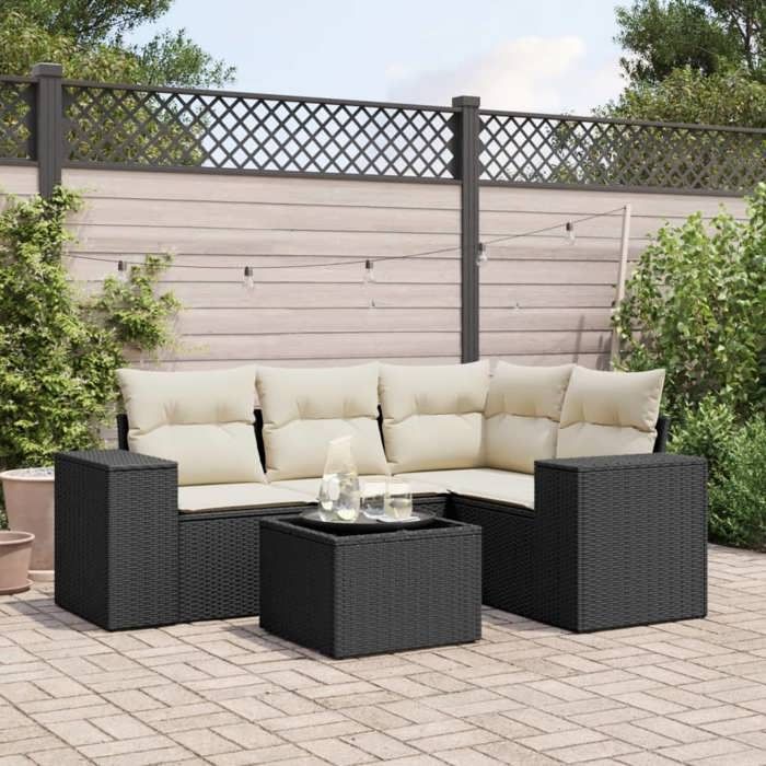 vidaXL Salon de jardin résine tressée 5 pcs