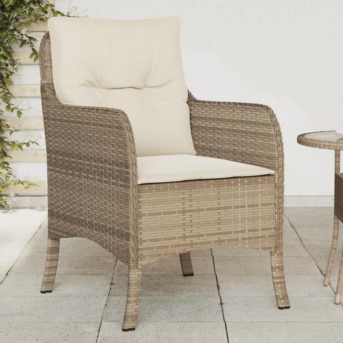 vidaXL Chaises de jardin avec coussins lot de 2 beige résine tressée 365148