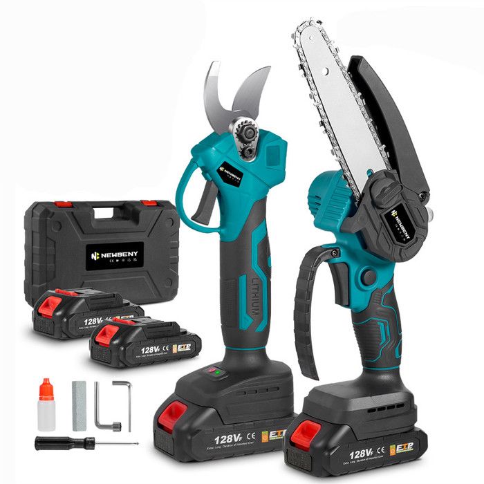 Pack sécateur électrique sans fil + tronçonneuse - NEWBENY - 21V - Coupe 30mm SK5 - Tronçonneuse 6 pouces 2x1.5Ah