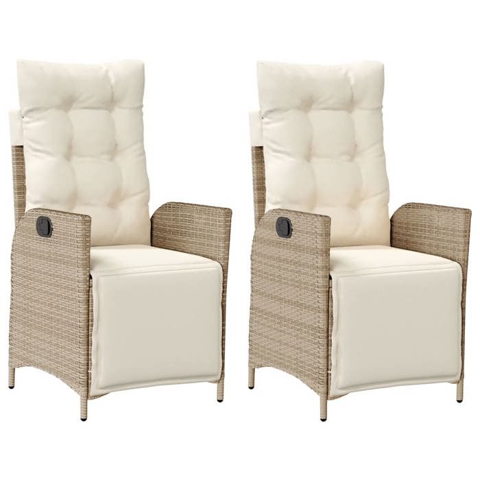 SALE 2025Lot de 2 fauteuils relax/ Chaises inclinables de jardin - Ensemble de 2 pièces - avec repose-pied rotin Chill364700