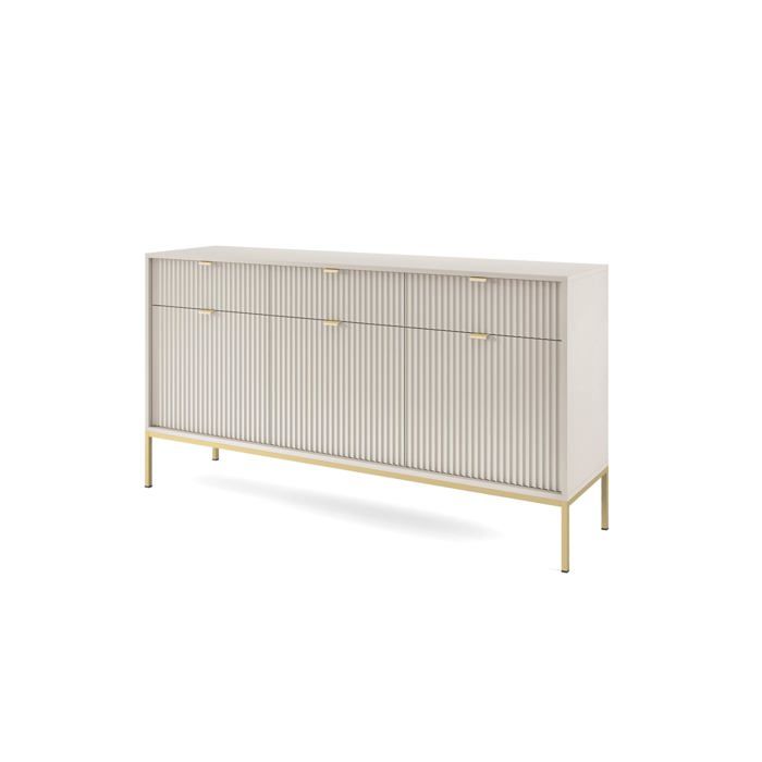 Commode - Cachemire - 3 Tiroirs - 3 Portes - 154 x 83 x 39 cm - Poignées dorées