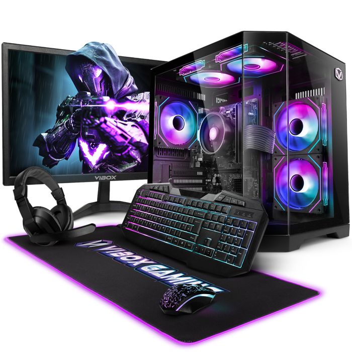 Vibox PC Gamer – 22 Écran – AMD Ryzen 3 3200G – Radeon Vega 8 – 16Go RAM – 1To NVMe SSD – Win11 – WiFi – Noir