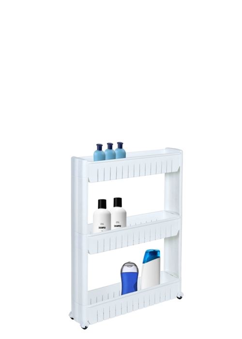 Étagères de salle de bain sur roulettes blanches 3 niveaux Leira