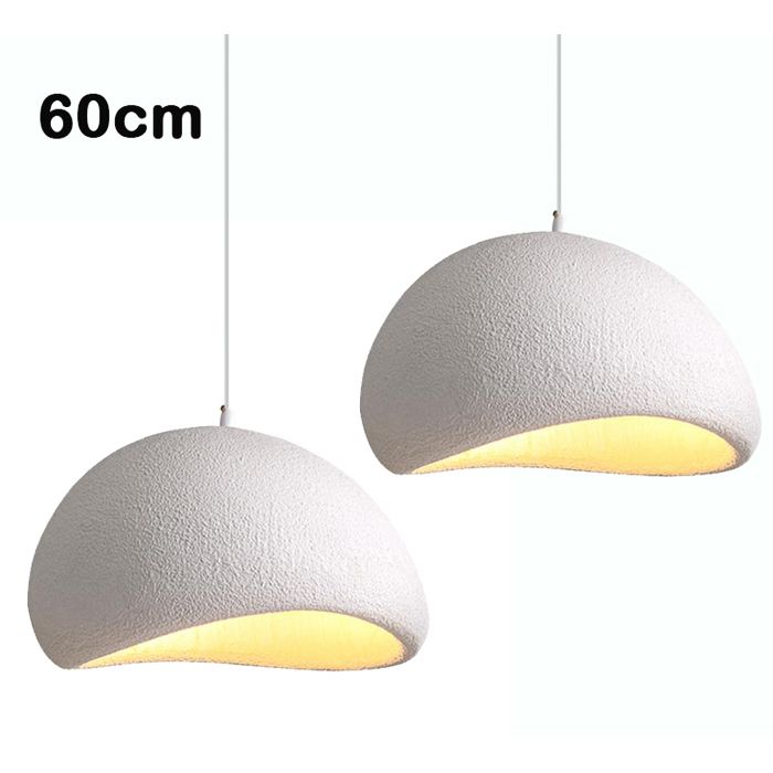 iDEGU 2pcs Moderne Suspension Luminaire Industriel 60cm Vintage Lustre Plafonnier Ciment Design Edison pour Salon ChambreBlanc