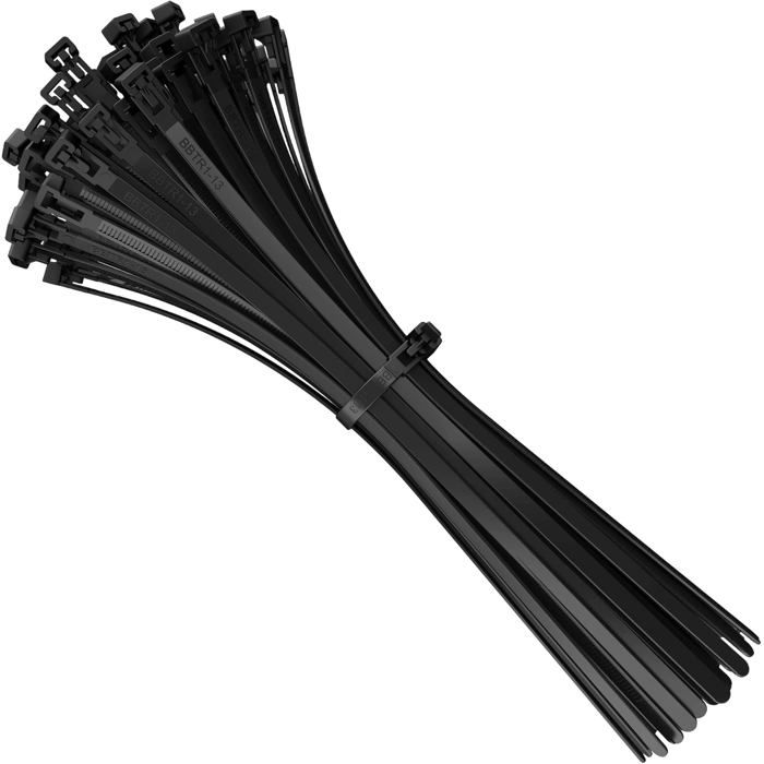 100 Attaches De Câble Réutilisables Bleues – 250 Mm X 7,6 Mm, 22 Kg, PA6.6