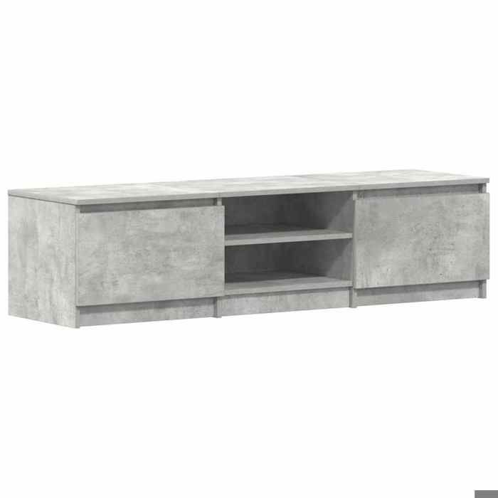 Meuble TV - Compartiment ouvert - Gris béton 140x40x35 5cm Bois dingénierie armoire multimédia/Buffet Salon Aspect Elegant*
