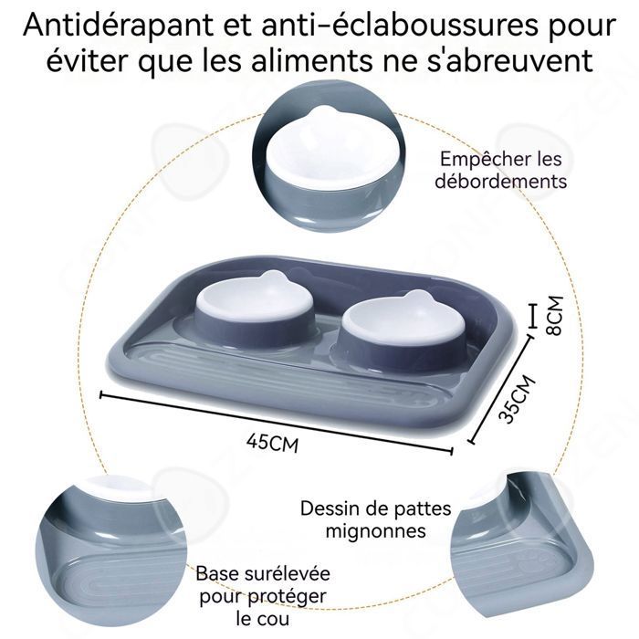 Comparer les prix de Bol pour chat 45x35x8cm  Distributeur nourriture croquette chat Gamelle double pour chien-Chat Distributeur eau et croquette chat