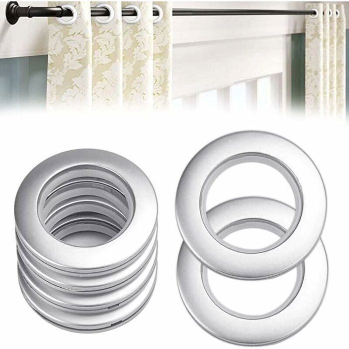 Lot De 20 Anneaux De Rideau Métal Argenté Avec Clips - Diamètre Intérieur 38 Mm, Pour Tringle 25-28 Mm - Galvanisés Anti-rouille