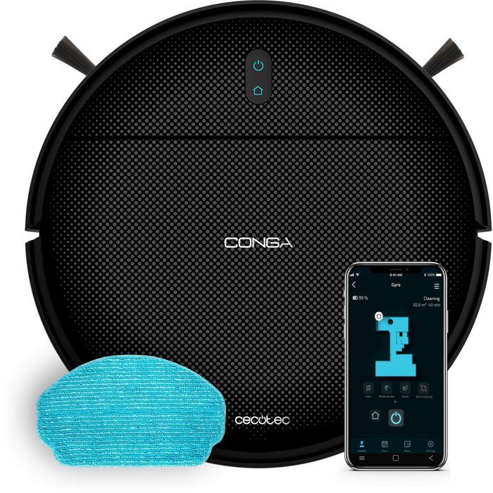 Aspirateur robot laveur - CECOTEC - Conga M10 - 2 000 Pa - 120 min - 120 m² - Noir