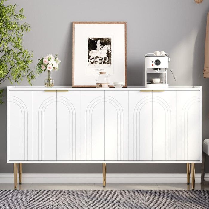 Buffet moderne et simple Buffet moderne Armoire Buffet Espace de rangement Buffet Salon Ensemble 140 L x 38 l x 75 H (cm)