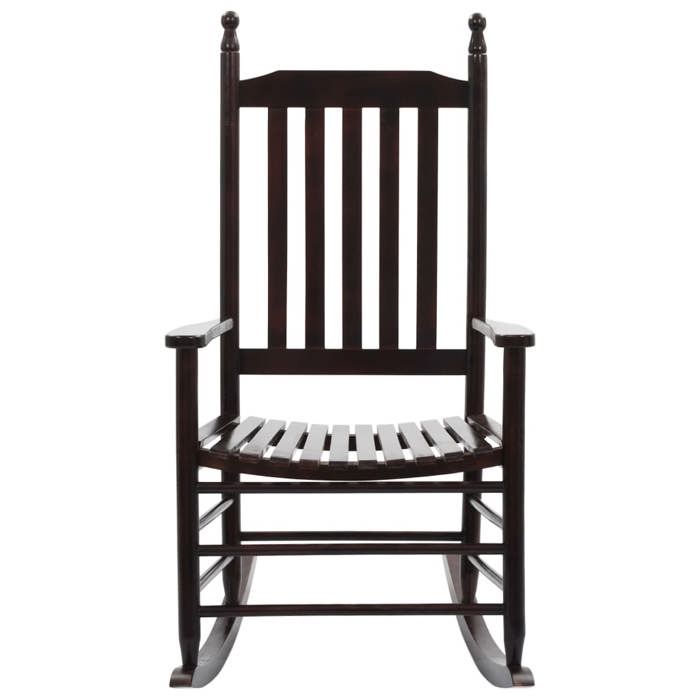 Chaise à bascule en bois - 60 5x82x114 cm - Bois de peuplier - Marron - Accoudoirs - Intérieur/Extérieur