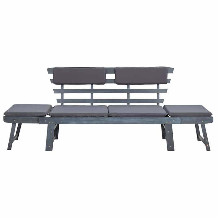 Sale 2026 Banc de jardin - BURKE - Banquette balcon - avec coussins - 2-en-1 190 cm - Gris Bois dacacia BB283