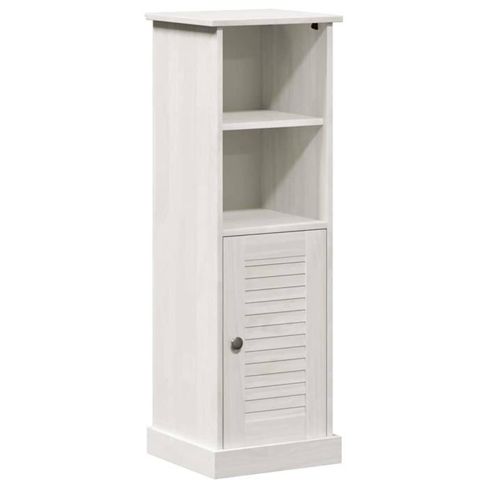 Armoire de salle de bain - vidaXL - Blanc et Blanc Antique - Bois de pin massif - 37x34x110 cm - 4 étagères - 1 porte