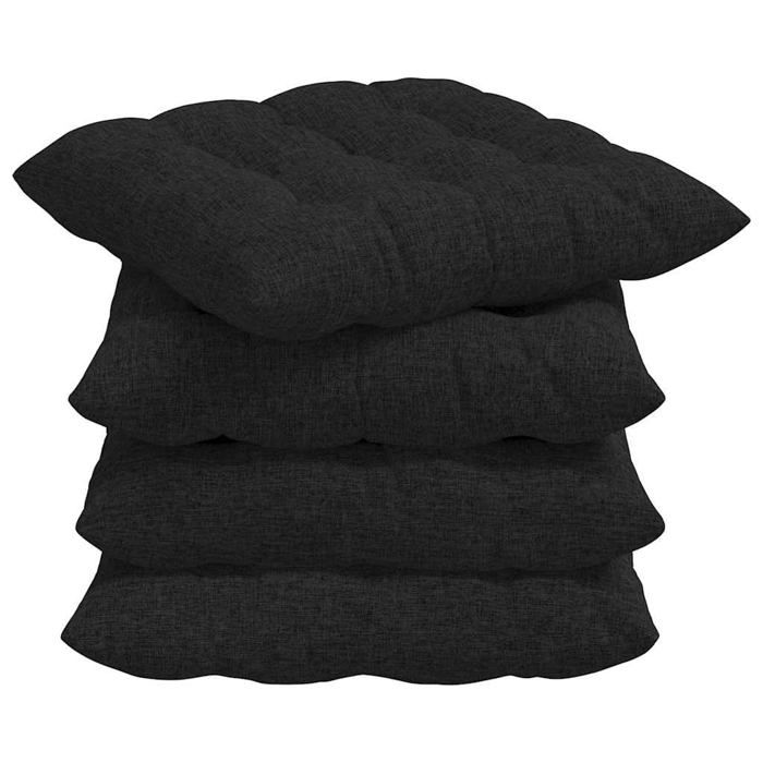 Coussins de siège - vidaXL - Noir - 40x40x6 cm - Housses amovibles - Rembourrage polyester - Résistant à lusure