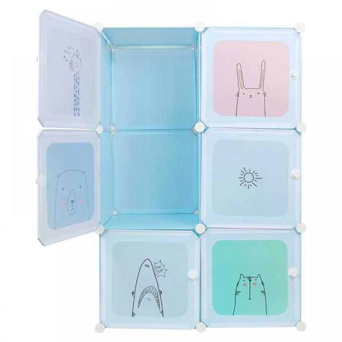 SUPFINE Armoire de Rangement pour Enfants étagère Cube en Plastique Armoire Modulaire avec Portes 3 Niveaux 74 × 37 × 110 cm
