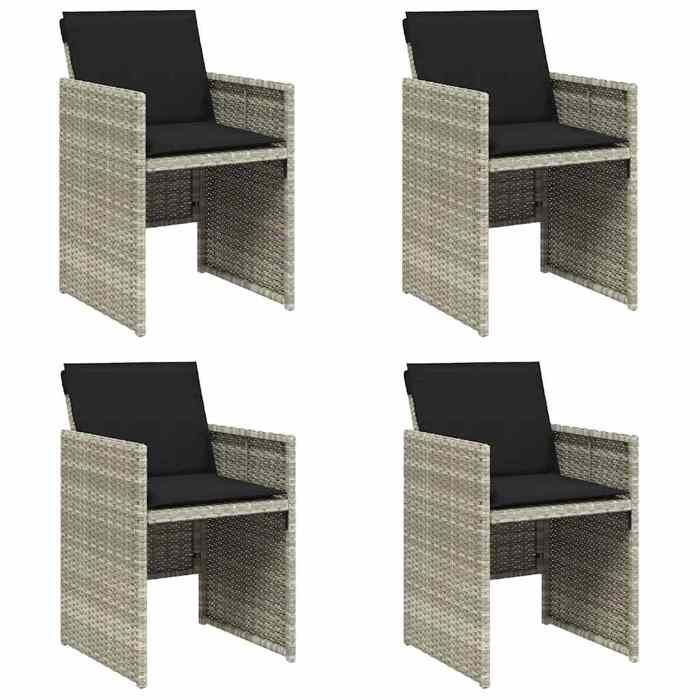SALE 2026Chaises de jardin - CITY GARDEN - Extérieur - avec coussins lot de 4 - gris clair - Poly rotin 50 5x54x79cm 28.8 Kg 47264