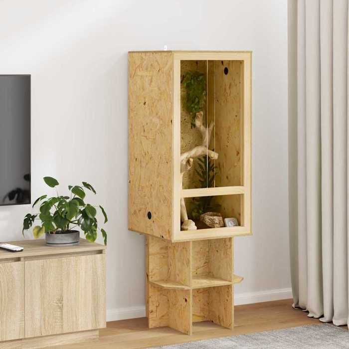 Marron Terrarium Durable - Résistant aux rayures - Marron 50 x 50 x 100 cm OSB A2761