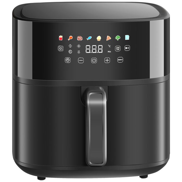Friteuse à air 8 L air fryer 1700 W 8 programmes écran tactile LED température réglable et minuterie noir - Cdisplay