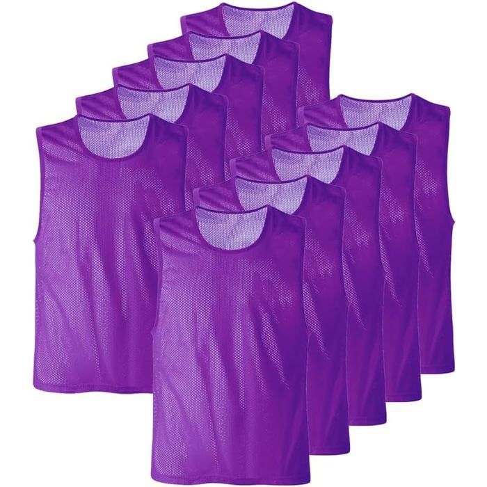 Lot de 10 Chasuble violet ajourée simple de taille large gilet dentrainement Lot de 10 Chasuble violet ajourée simple de taille large gilet dentrainement