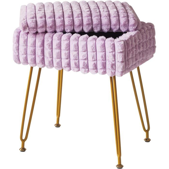 Chaise de Vanité avec Espace de Stockage Intégré et Repose-Pieds - Coloris Violet