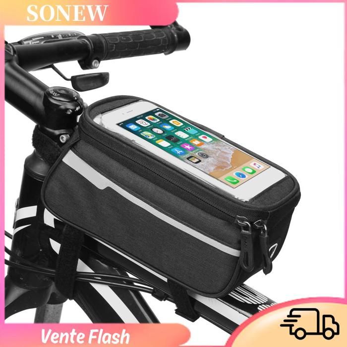 Sonew sacs de vélo pour vélos Sac de vélo étanche pour cadre de téléphone de vélo sacoche pour tube de sport attache-rapide Noir