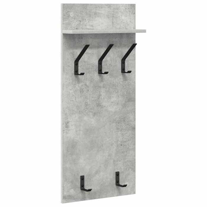 Porte-manteau mural - 1 pc - Organisateur Suspendu - avec étagère Gris béton 40x10x90 cm B2360