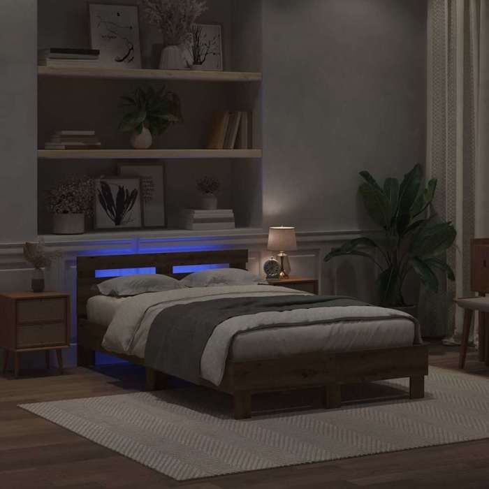 Lit 2 places - 120 x 190 cm - Chêne artisanal - vidaXL - Cadre de lit - moderne - Bois dingénierie - adulte 412985