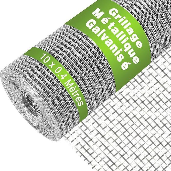 40cm x 10m Grillage Métallique Galvanisé Grillage Anti-Rongeurs avec Gants de Protection Épaisseur Fil 06mm Maille 63x63mm