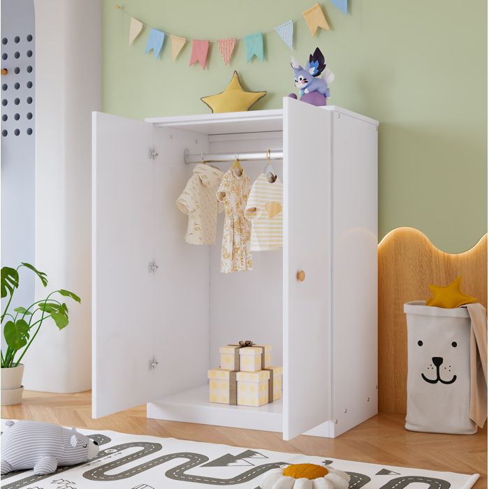 ROVRYN petite armoire 2 portes 80x50x120 cm avec tringle MDF blanc